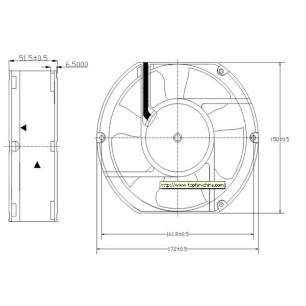 172x150x51mm High Speed 220V EC Industrial Roof Ventilation Fans With Lead Wire
