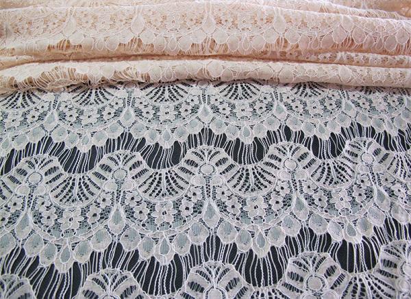 Corded Scalloped Lace Mesh Fabric Black Guipure For Lingerie / Bra CY-DK0038