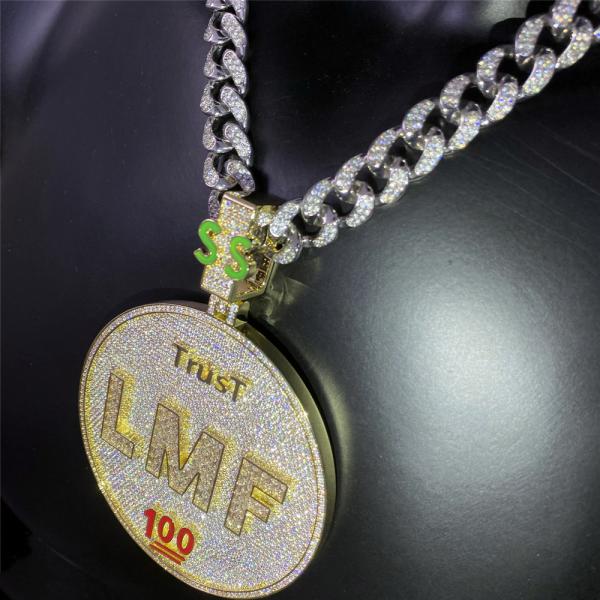 Замороженный из серебра VVS диаманта 925 ожерелья привесного хмеля Moissanite тазобедренного кубинського