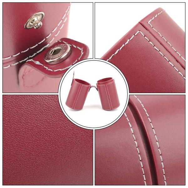 Cylindrical Makeup Brush Tube Case Red Vegan Leather Satin Lining