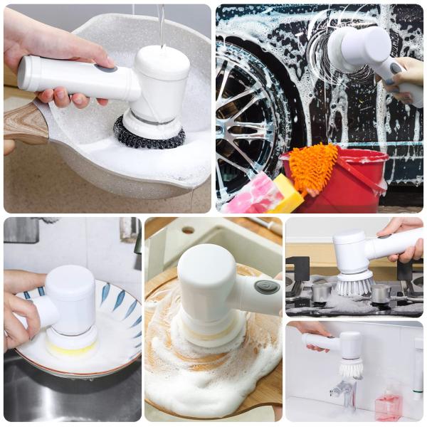 USB Rechargeable Kitchen Dishwashing Brush for Household Cleaning of Sink and Bathtub
