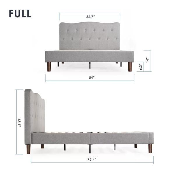 Tufted обитая кровать гостиницы платформы с ногами Tufted изголовья пряжки твердыми деревянными