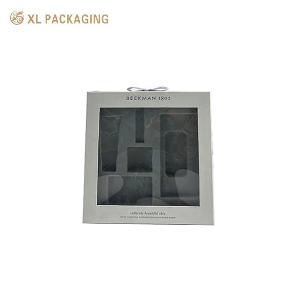 XL Packaging Custom Printed Cosmetic Boxes Luxury Custom Gift Box Cosmetic Skin Care Packaging Cardboard Paper Boxes  Lid And Base Paper Box With Window