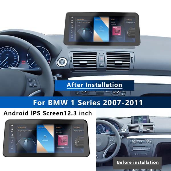 Yuecai 12.3inch Car Frame Fascia Adapter Android Radio Dash Fitting Panel Kit For Bmw 1 Series E81 E82 E87 E88 2007-2023