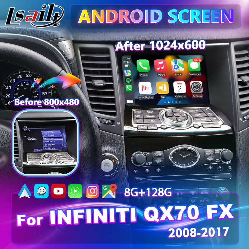 Lsailt Android Carplay Multimedia Screen for 2008-2017 Infiniti FX35 FX37 FX50 FX30D FX QX70