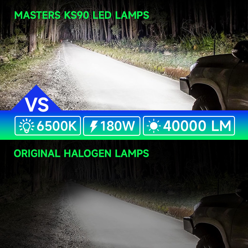 Мастера KS90 180W 40000 Люмен 6500K Холодный Белый H4 9005 9006 9012 светодиодные фары лампочки