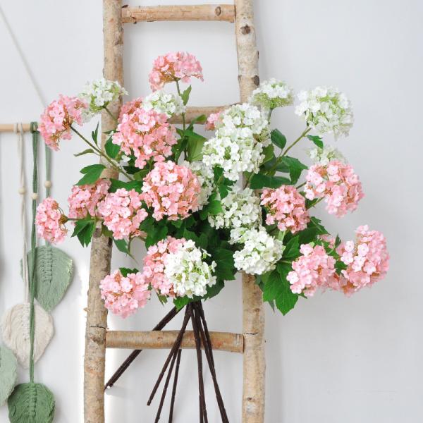 Home Decoration 3-Head Wooden Embroidered Ball Simulation Flower Soft Wedding Flower Wall Ceiling Decor Multiple Color