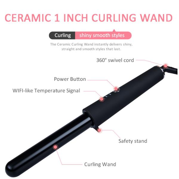 Deep Wave Ceramic Hair Curler , OEM ODM Rotating Hair Curling Iron