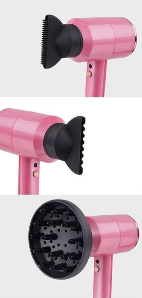 Pink Hair Dryer With 3 Professional Attachments For Powerful Wind And Gentle Care Suitable For All Hair Types