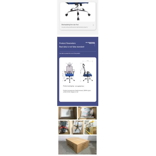 2024 High Back Office Chair Blue Cushion and Swivel Functionality for Comfortable Seating