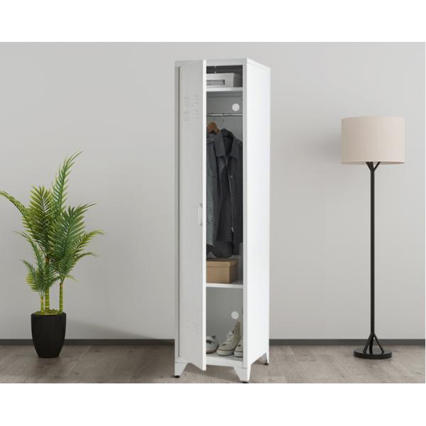 Height 1850mm Steel Storage Locker Flat Packing 0.05 CBM Single Door Standing Legs