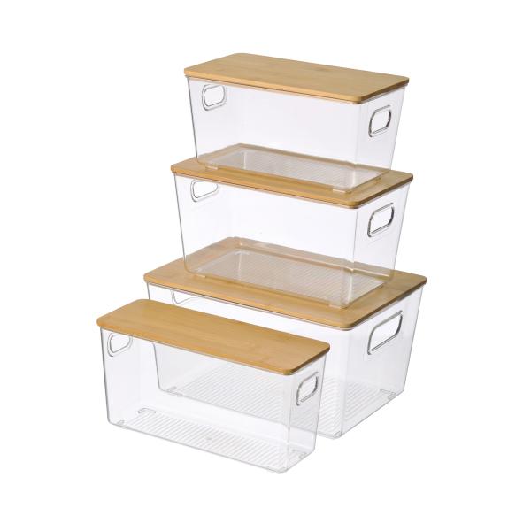 Любимец бактерии 11in x 6in анти- освобождает пластиковый бункер с естественными бамбуковыми крышками