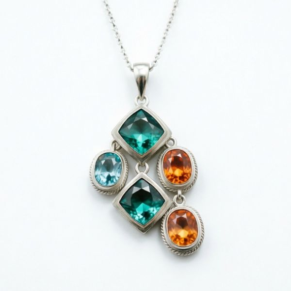 Customizable Turquoise Teardrop Necklace Natural Stone Pendant With Metal Bezel Setting