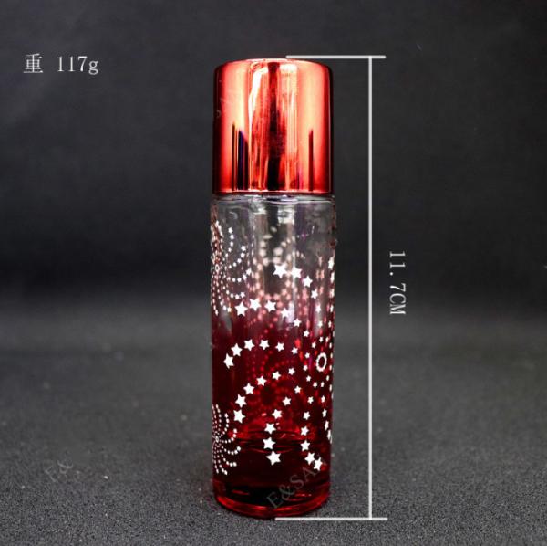 perfume spray bottle  screw glass bottles black blue red pink green cap plastic and metal