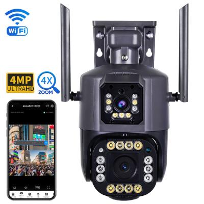 Dual Lens PTZ Network Outdoor Waterproof Security Camera 4X Zoom
