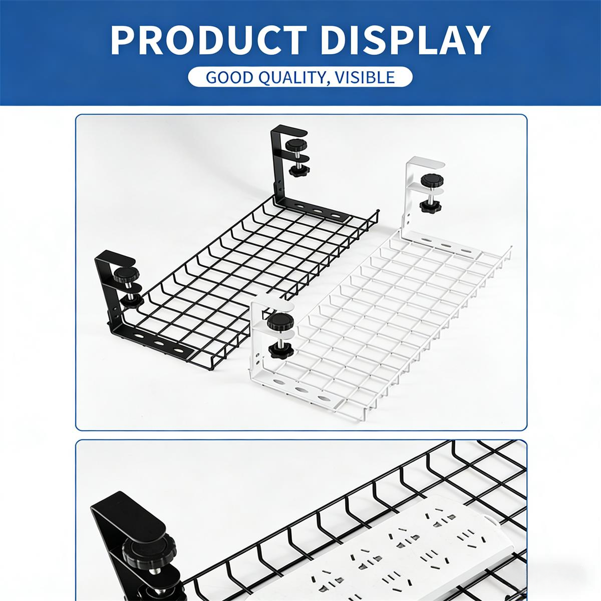 Metal Steel Computer Table Cable Organizer Ventilation Design 290mm
