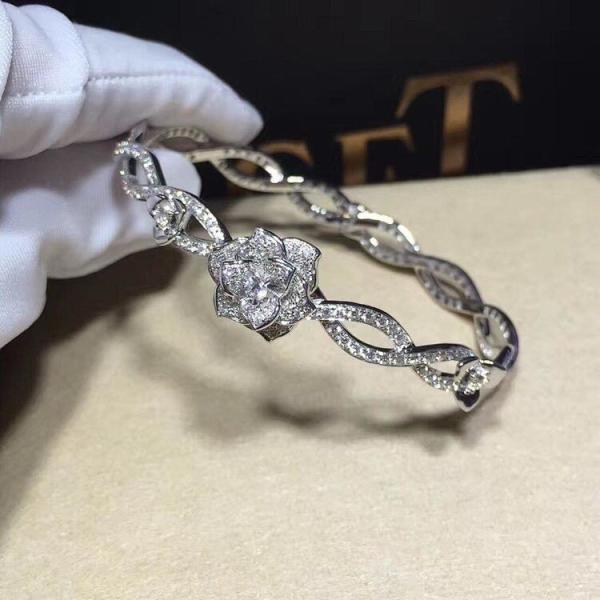 PIAGET  brand  jewelry Piaget Rose bracelet in 18K white gold set with 190 brilliant-cut diamonds (approx. 1.32 ct).