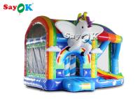 Arco-íris exterior Unicorn Bouncy Castle inflável do Pvc do campo de jogos