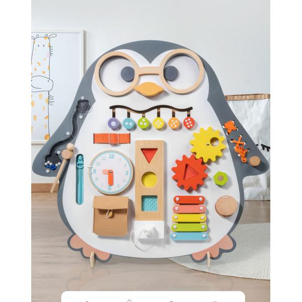 Penguin Busy Board Vertical Double-Sided Painting Puzzle Toy for Kids Learning Function