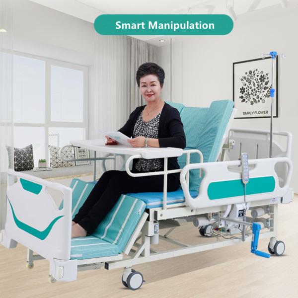 ABS Guardrails Metal Nursing Hospital Adjustable Beds With 4 Castors