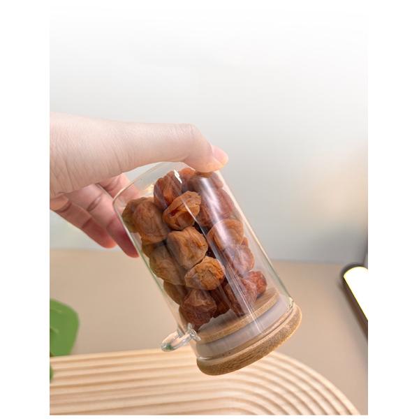 Clear Glass Rack Food Storage Container with Functional Design and Round Bamboo Lid