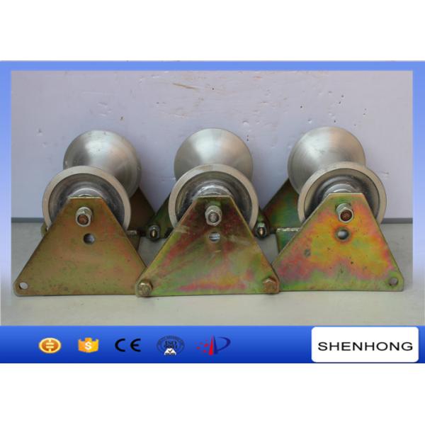 Three Wheel Cable Pulling Pulley / Steel Ground Cable Pulling Roller