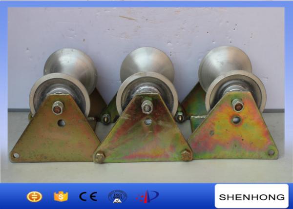 Three Wheel Cable Pulling Pulley / Steel Ground Cable Pulling Roller
