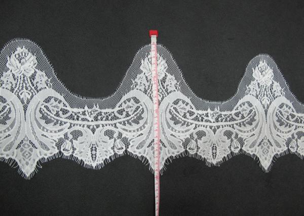 White Nylon Eyelash Lace Trim with 32cm Width for Bed Sheets CY-HB3240