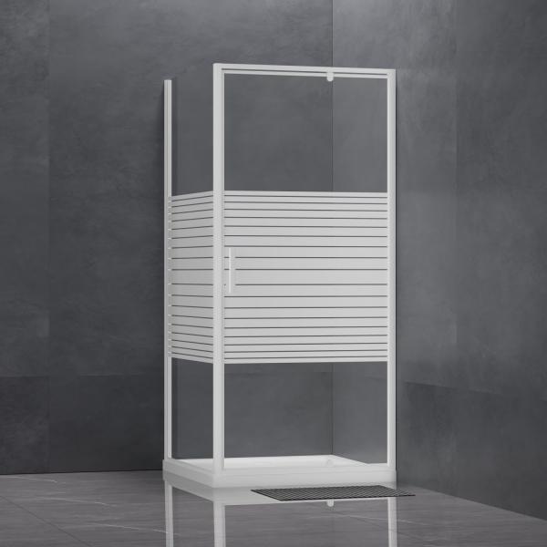 White Printed White Electroplated Frame Simple Arc Shower Enclosure E2303-W1 Full Payment