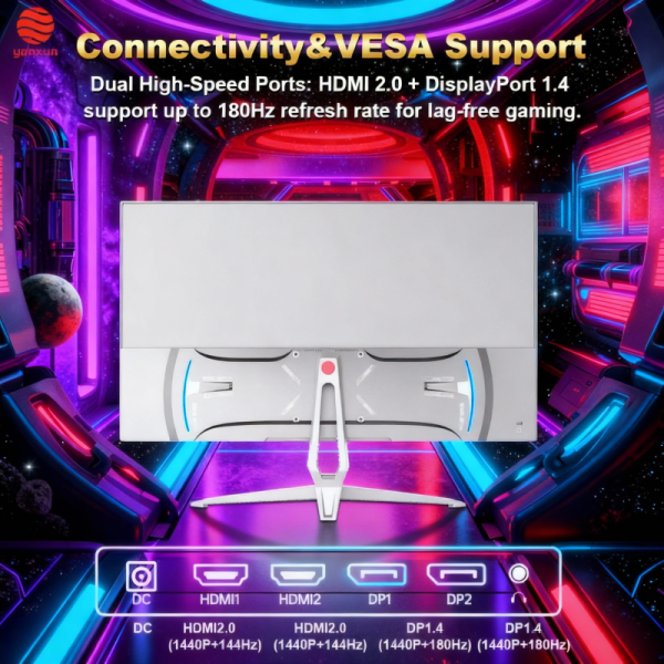 21.45 Inch Black Gaming Monitor QHD/UHD Resolution 180Hz High Refresh Rate, Computer Monitor with HDMI & DisplayPort for Immersive Gaming, Office Work & Multimedia Entertainment