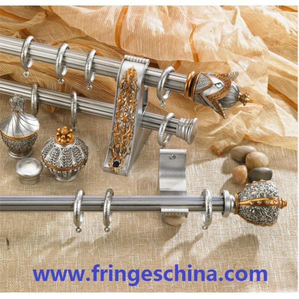 Hot selling delicate aluminum curtain rod pipe resin finials for home decoration