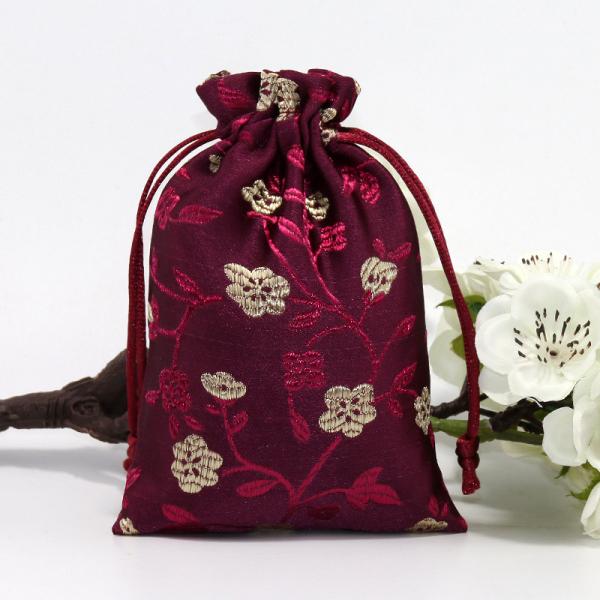Customized Color Chinese Style Brocade Drawstring Bag for Customized Logo Jewelry Pouch