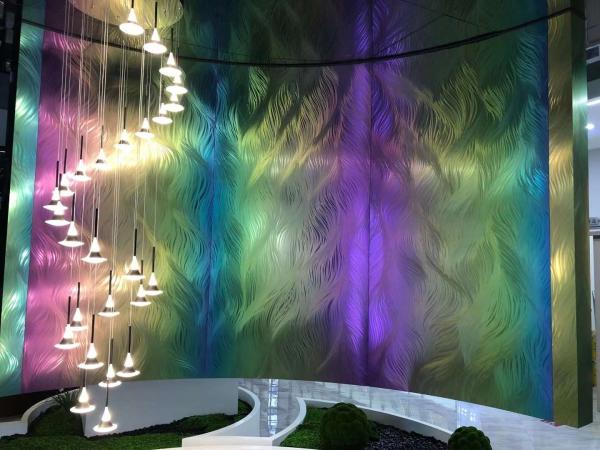AISI 304 Chapa de aço PVD Rainbow Cor polida textura de aço inoxidável painéis de parede decorativos 3d