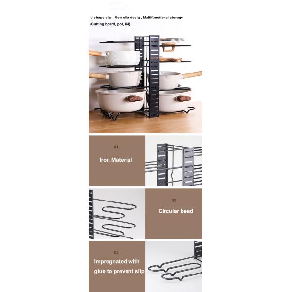 Functional Foldable Iron Rack for Kitchen Cutting Board Storage No-Punch Installation