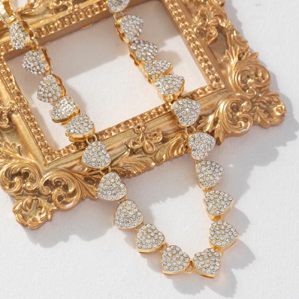 Fashion Heart Necklace Hiphop Cuban Chain Necklace For Women Men Hip Hop Rapper Jewelry Gifts