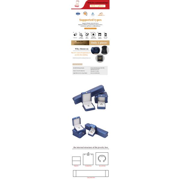 Newest Jewelry Package Blue Leather Crown Jewelry Box for Bracelet Pendant Necklace Ring