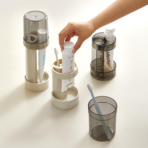 Modern 2 Slots Toothbrush Holder Stand With Tooth Brush Cups Cover