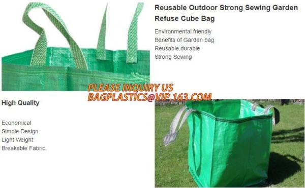 Outdoor Large Capacity Garden Gallon Waterproof Green Lawn PE Woven Waste Bags, Reusable Yard Waste Bags
