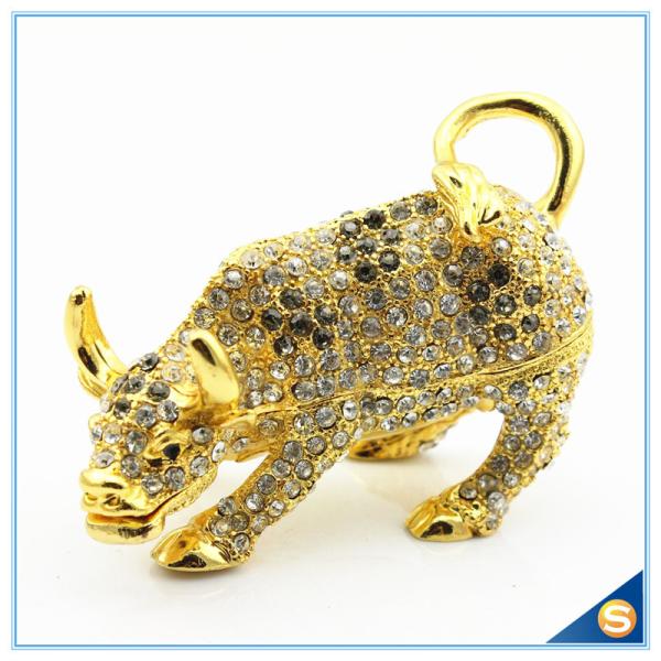 Wall Street Full Of Rhinestone Lucky Cattle Trinket Box Decoration Animal Trinket Box SCJ415