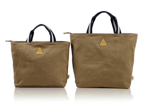 Solid Color Ladies Canvas Bags , Womens Canvas Handbags With Stripe Handle