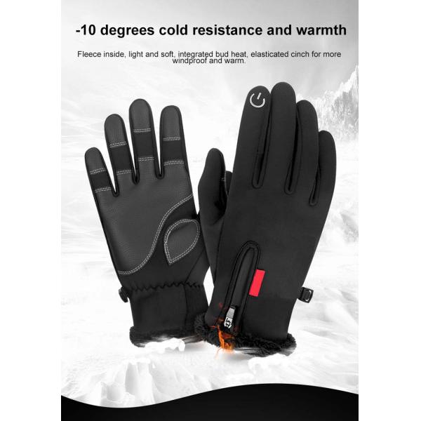 Black Fleece Windproof Warm Winter Motorcycle Gloves Touch Screen Customized Logo