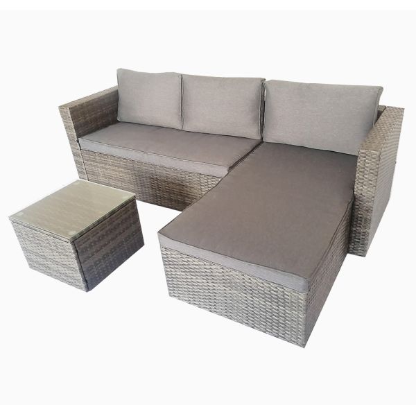 Factory Cheap Concise Style Outdoor Garden Leisure Patio Furniture Set Rattan Wicker Corner Sofa Chair and Coffee Table