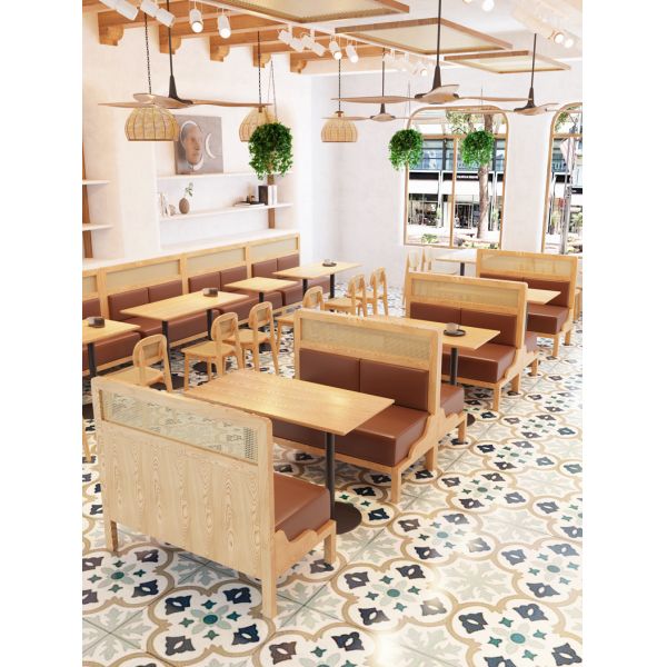 Customized New Design Woven Rattan Chair and Sofa Plywood Table Restaurant Cafe Sets