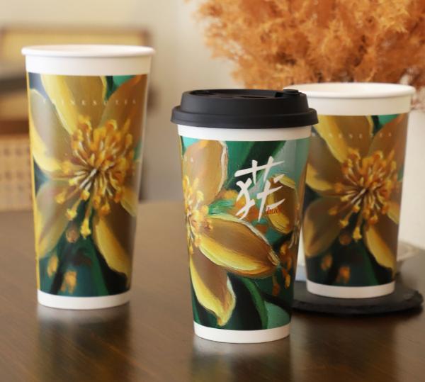 Commercial Thickened Milk Tea Sustainable Coffee Cups Leak Proof Lids Eco Friendly Takeaway