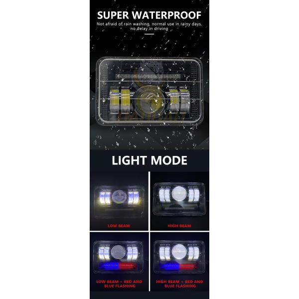 5 Inch Plastic Red Blue Flash 12V Universal Motorcycle Headlight