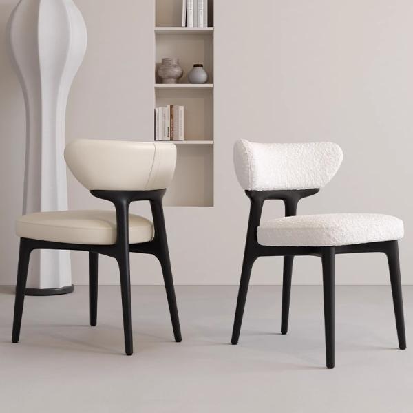Star Hotel Solid Wood White Leather Dining Room Chairs