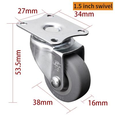 EDL Mini Duty 1,5 pouces 30 kg Plaque TPE Caster par rigide, pivotant et type de rupture 2015P-52