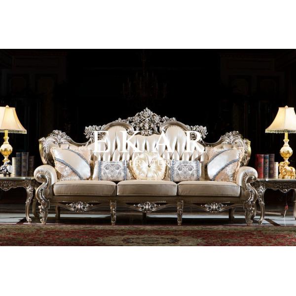 Saudi Arabia Majlis Arabic silver upholstery sofa victorian style furniture LS-A812T