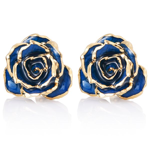 Gold Dipped Rose Earrings Roses Blue Rose Eternal Decoration