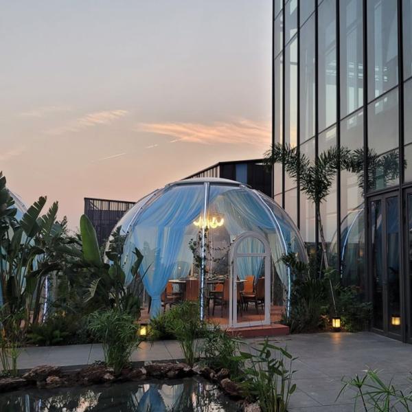 Transparente Glamping PC Dome Casa clara barraca de bolhas Para luxo ao ar livre